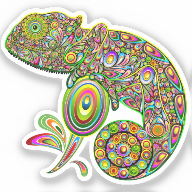 Pegatina Fantasía psicodélica de Chameleon (Anverso)