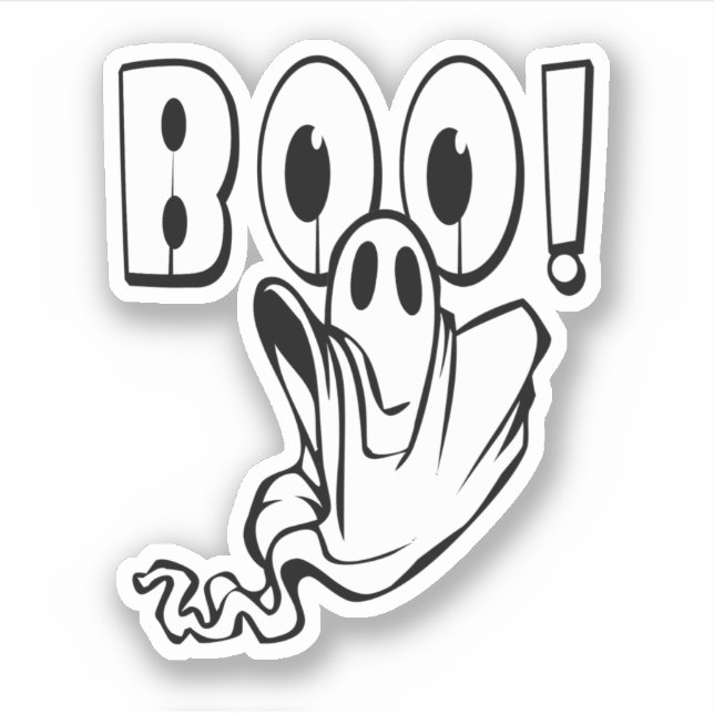 Pegatina Fantasma BOO Halloween Amigable (Anverso)
