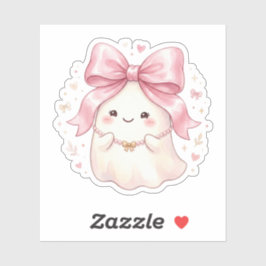 Pegatina Fantasma Coqueta Adorable Con Lazo De Satén Rosa H
