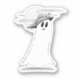 Pegatina Fantasma Cuta Con Bonnet Halloween