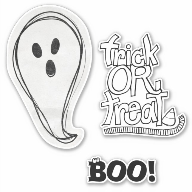 Pegatina Fantasma de Halloween Boo (Anverso)
