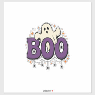 Pegatina Fantasma de Halloween Boo Araña Divertida Vintage_