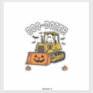Pegatina Fantasma de Halloween Boo Dozer Bulldozer Divertid