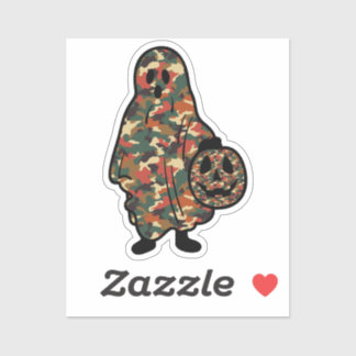 Pegatina Fantasma de Halloween de camuflaje con calabaza