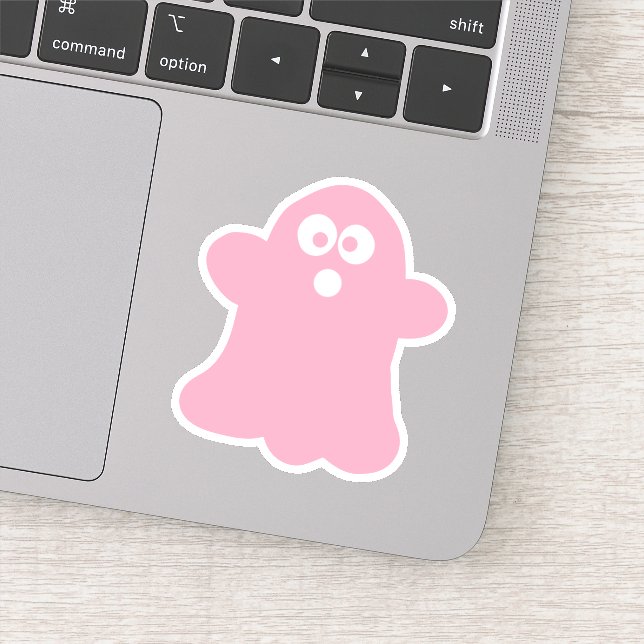 Pegatina Fantasma de Halloween Rosa Quirky (Detalle)