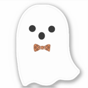 Pegatina Fantasma de Niño Adorable con Lazo de Cuadros Pega