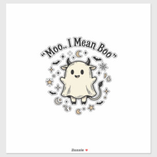 Pegatina Fantasma de vaca lindo de Halloween Moo Boo diseño