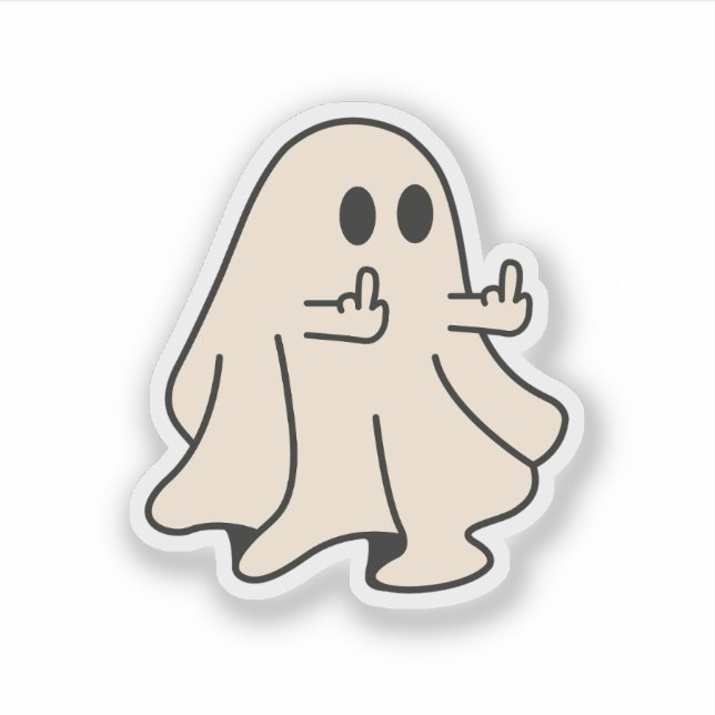 Pegatina Fantasma del Dedo Medio, Fantasma Fantasma Hallowe (Anverso)