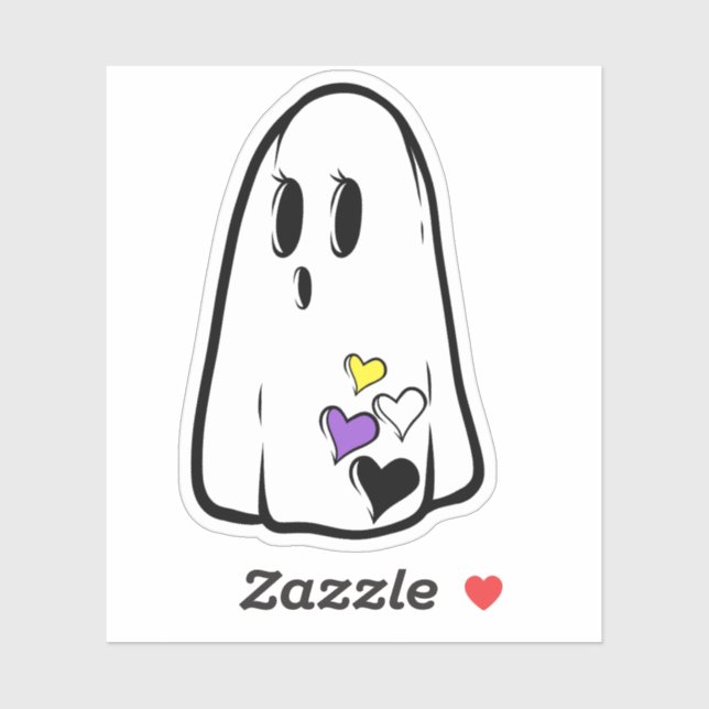 Pegatina Fantasma del orgullo no binario (Hoja)