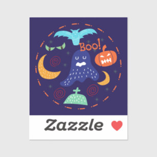 Pegatina Fantasma diciendo boo halloween divertido