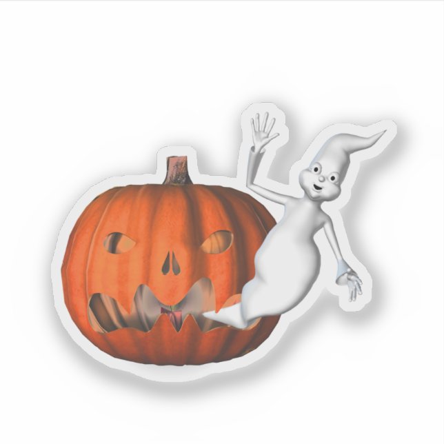 Pegatina Fantasma Jack O Lantern Halloween Funny (Anverso)