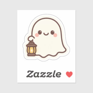 Pegatina Fantasma Kawaii con linterna - Diseño de espíritu