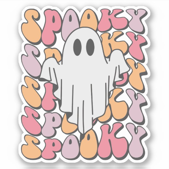 Pegatina Fantasma retro fantasmal (Anverso)