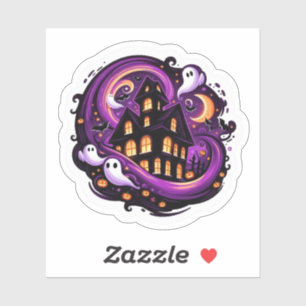 Pegatina Fantasmas de Halloween en la casa embrujada