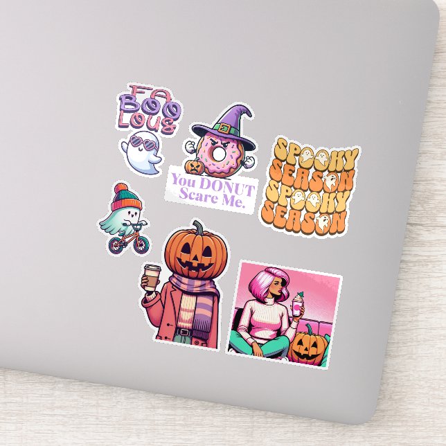 Pegatina Fantasmas y calabazas de Halloween en temporada de (Detalle)