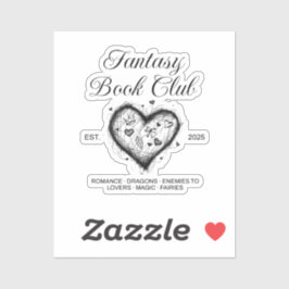 Pegatina Fantasy Book Club Typography & Heart doodle sketch
