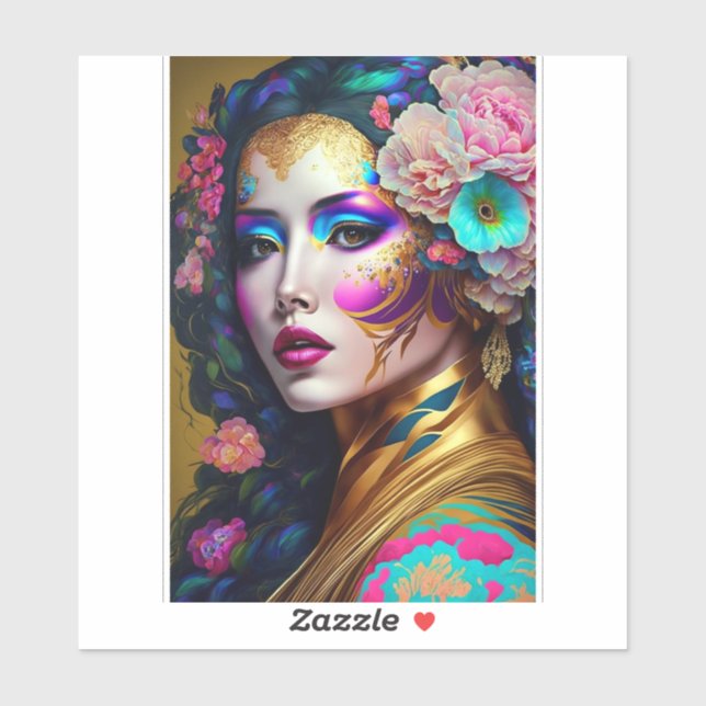 Pegatina Fantasy Glam Woman Pop Art (Hoja)