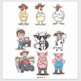 Pegatina “Farm Life Mood Squad” – Funny Cartoon Sticker Set