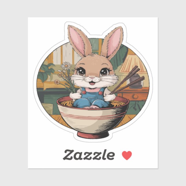 Pegatina Farmcore Ramen Bunny (Hoja)