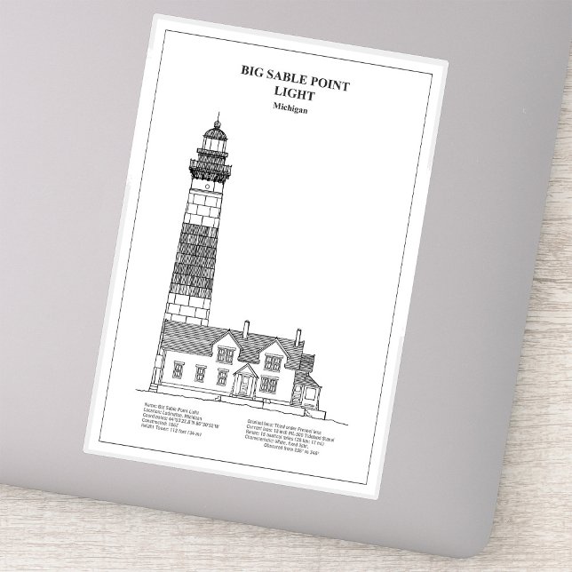 Pegatina Faro de Big Sable Point - Míchigan - BD (Big Sable Point Lighthouse - Michigan - BD. Sticker)