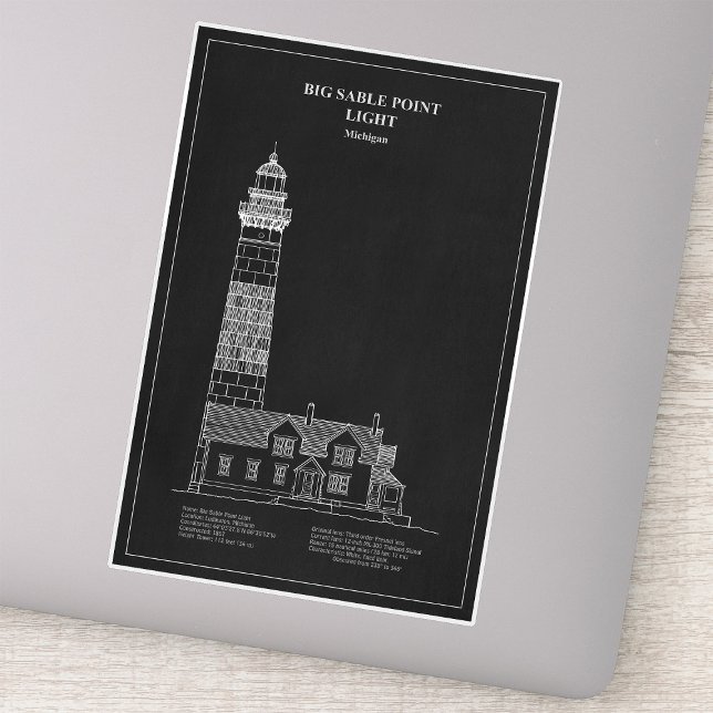 Pegatina Faro de Big Sable Point - Míchigan - PD (Big Sable Point Lighthouse - Michigan - PD. Sticker)