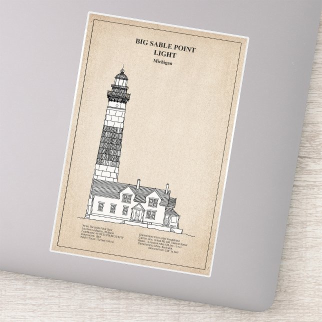 Pegatina Faro de Big Sable Point - Míchigan - SBD (Big Sable Point Lighthouse - Michigan - SBD. Sticker)
