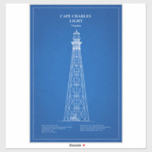 Pegatina Faro de Cabo Charles - Virginia - AD