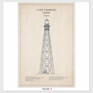 Pegatina Faro de Cabo Charles - Virginia - SBD