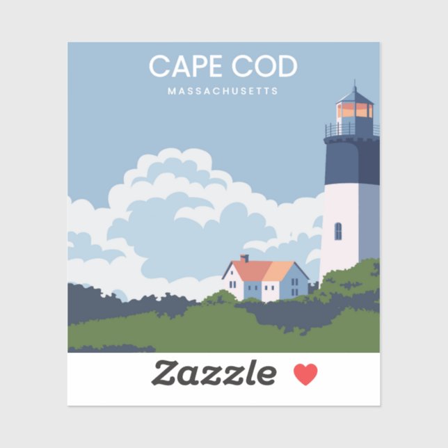 Pegatina Faro de Cape Cod Massachusetts (Hoja)
