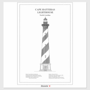Pegatina Faro de Cape Hatteras - Carolina del Norte - BD