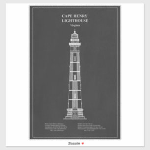 Pegatina Faro de Cape Henry - Virginia - PD