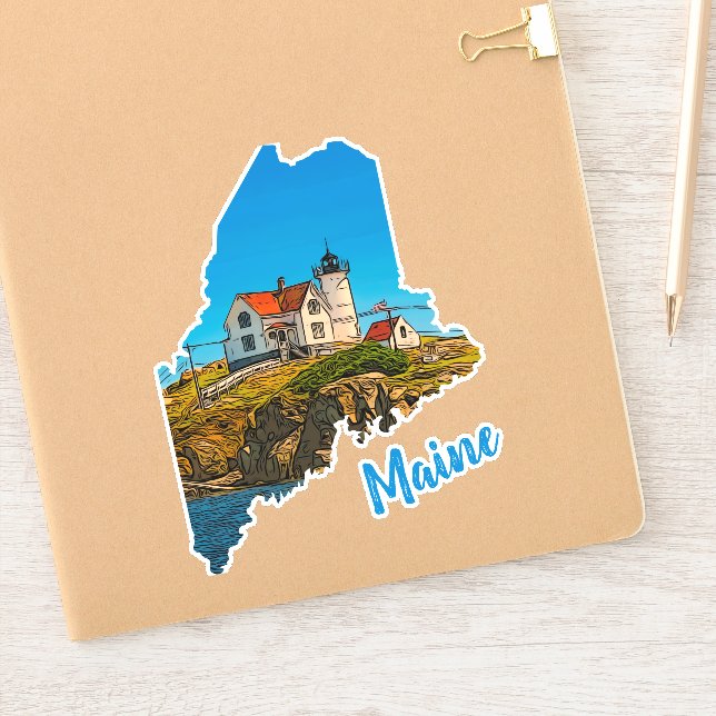 Pegatina Faro de Nubble Maine Nautical (Cuaderno)