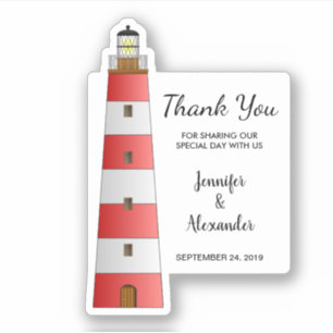 Pegatina Faro de playa Gracias boda personalizado recortado