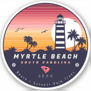 Pegatina Faro Myrtle Beach SC Retro Sunset Souvenirs