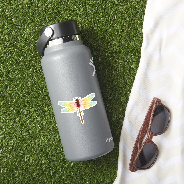 Pegatina fascinante dibujo iridiscente de una libélula (HydroFlask Insitu)