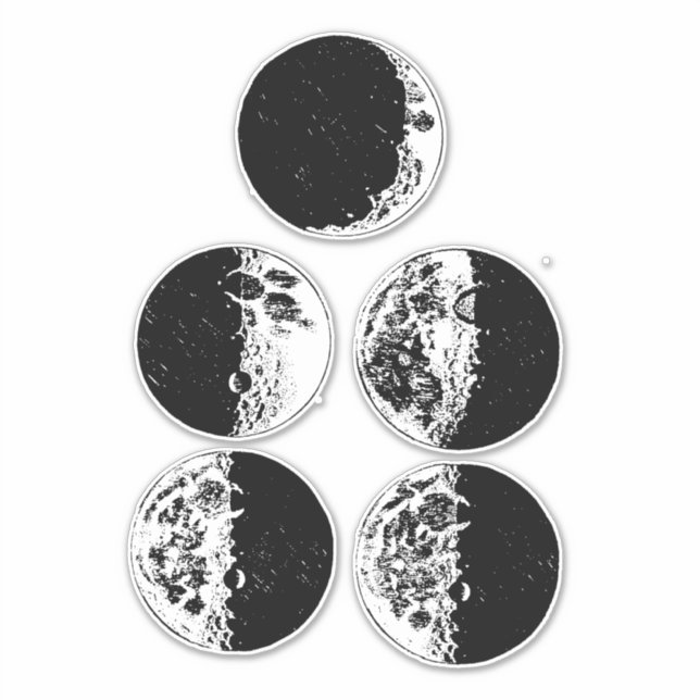 Pegatina Fases lunares Espacio astronómico ilustraciones de (Anverso)