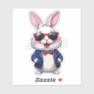 Pegatina Fashionable Bunny Sticker with Bow and Jacket