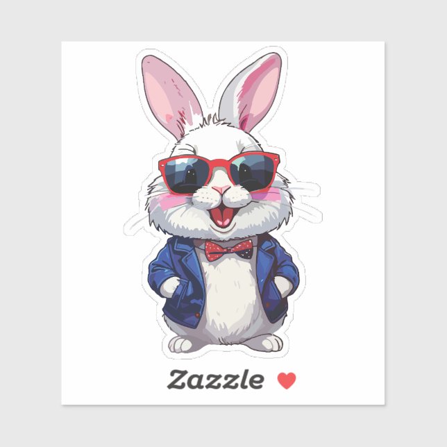 Pegatina Fashionable Bunny Sticker with Bow and Jacket (Hoja)