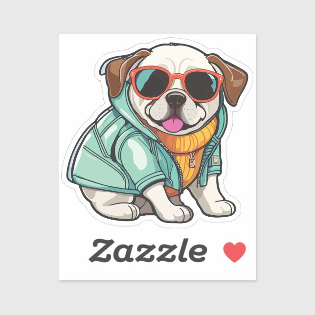 Pegatina fashionable dog (Hoja)