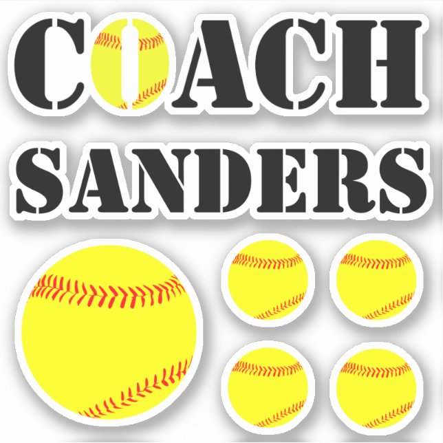 Pegatina Fastpitch Softball Coach Custom Name Fun Sports (Anverso)