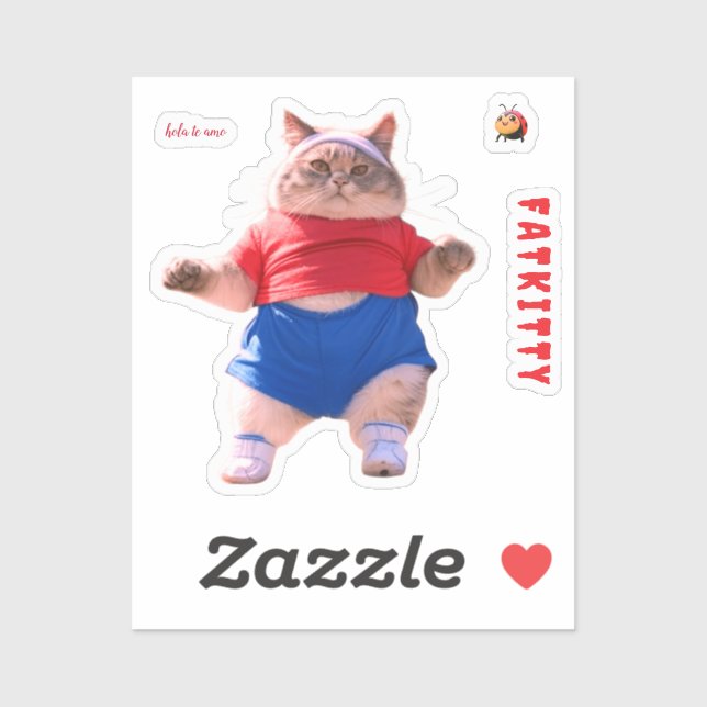 Pegatina FAT KITTY (Hoja)