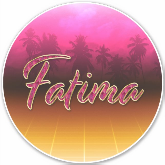Pegatina Fatima Vorname Name golden pink Aufkleber Sticker (Anverso)