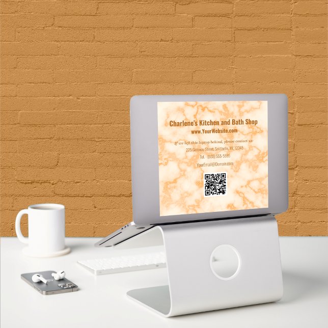 Pegatina Faux Naranja Marble (Faux Orange Marble Sticker by Office Accessories Shop)