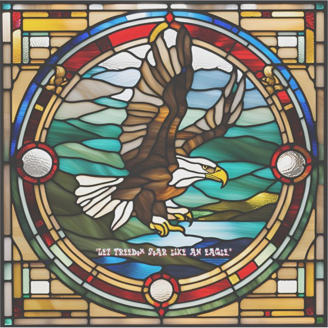 Pegatina Faux Seted Glass Bald Eagle (Anverso)