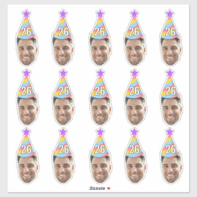 Pegatina Favor de Cumpleaños con Rostro Personalizado Despe (Hoja)
