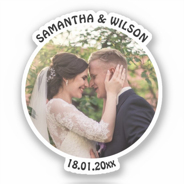 Pegatina Favor de la boda personalizada | Oro |Foto (Anverso)