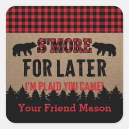 Pegatina Favor S'more de Buffalo Plaid Lumberjack 