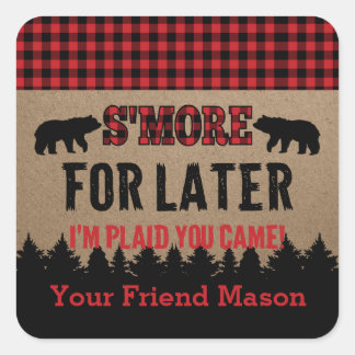 Pegatina Favor S'more de Buffalo Plaid Lumberjack