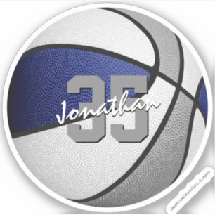 Pegatina favores del equipo de baloncesto azul gris