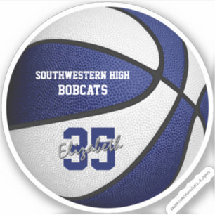 Pegatina favores del equipo de baloncesto blanco azul